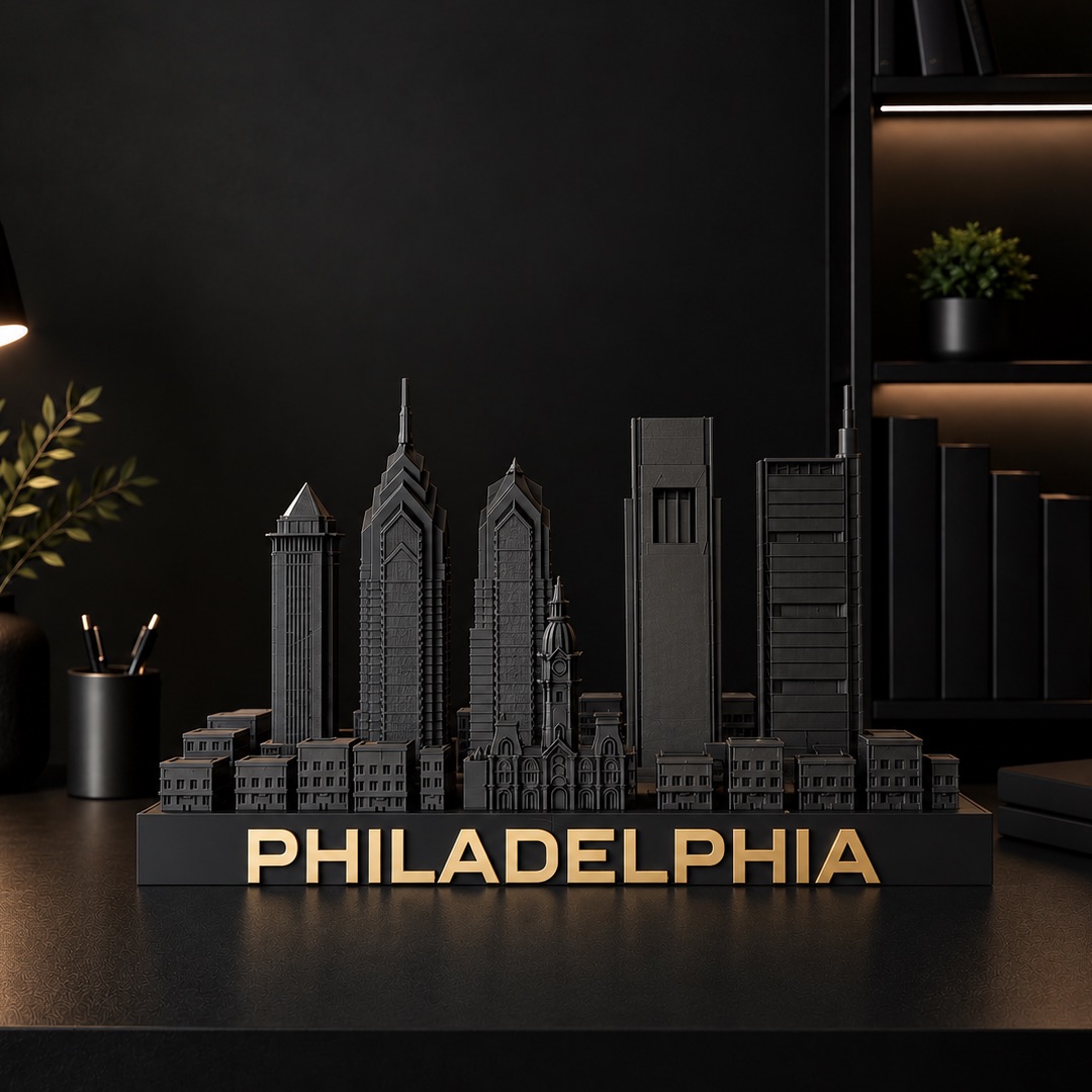 Philadelphia skyline sculpture — 3D printed Philadelphia, Pennsylvania city model